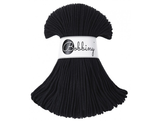 Bobbiny 3mm Braided Cotton Cord (100m/ 108yds) -- BLACK -- Macrame & Crochet