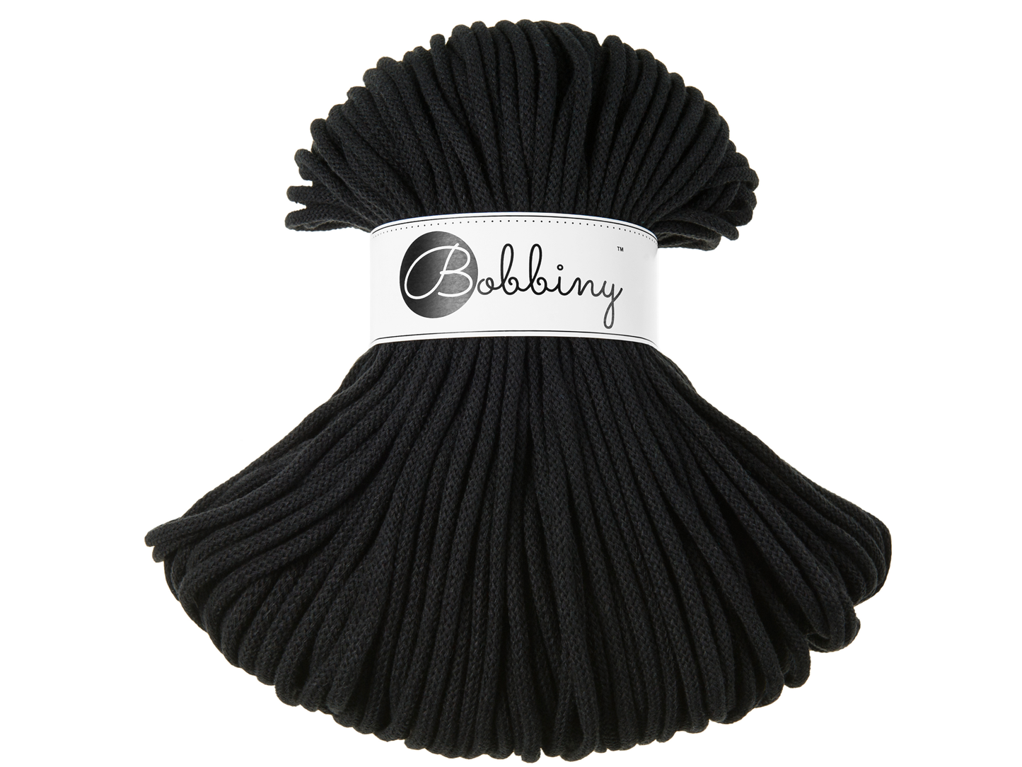Bobbiny 5mm Braided Cotton Cord (100m/ 108yds) -- BLACK -- Macrame & Crochet