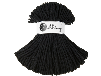 Bobbiny 5mm Braided Cotton Cord (100m/ 108yds) -- BLACK -- Macrame & Crochet