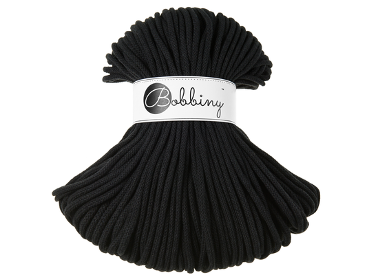 Bobbiny 5mm Braided Cotton Cord (100m/ 108yds) -- BLACK -- Macrame & Crochet