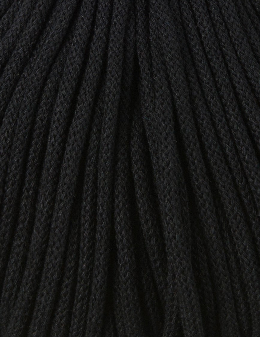 Bobbiny 5mm Braided Cotton Cord (100m/ 108yds) -- BLACK -- Macrame & Crochet