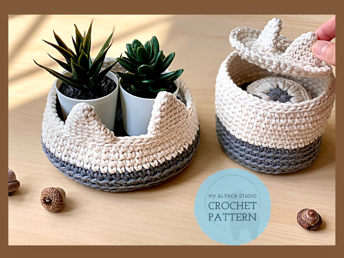 Cat Organizer Basket Set Crochet Pattern - Instant Download PDF