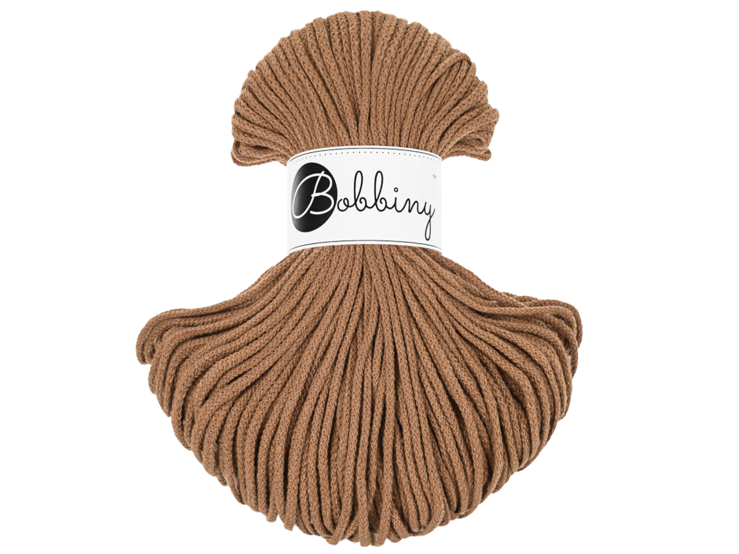 Bobbiny 3mm Braided Cotton Cord (100m/ 108yds) -- CARAMEL -- Macrame & Crochet