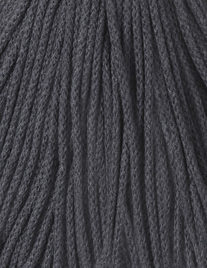 Bobbiny 3mm Braided Cotton Cord (100m/ 108yds) -- CHARCOAL -- Macrame & Crochet