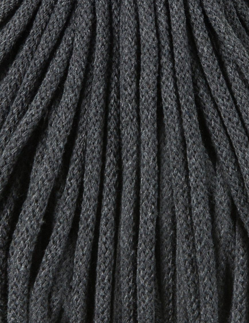 Bobbiny 5mm Braided Cotton Cord (100m/ 108yds) -- CHARCOAL -- Macrame & Crochet