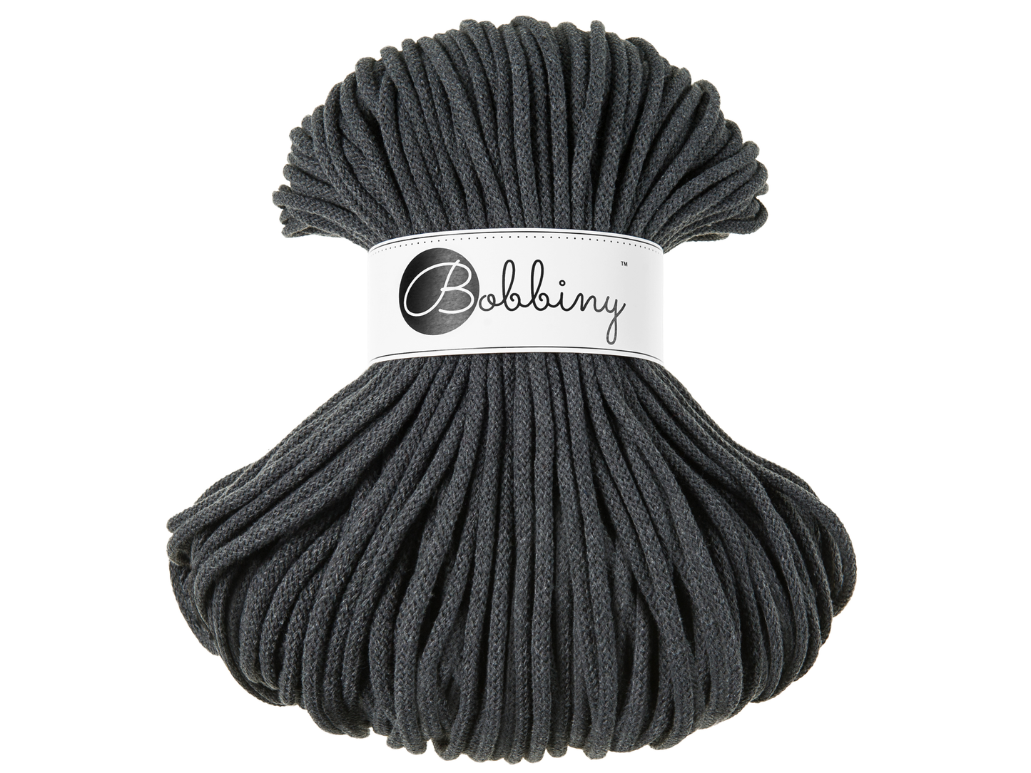 Bobbiny 5mm Braided Cotton Cord (100m/ 108yds) -- CHARCOAL -- Macrame & Crochet