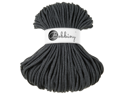 Bobbiny 5mm Braided Cotton Cord (100m/ 108yds) -- CHARCOAL -- Macrame & Crochet