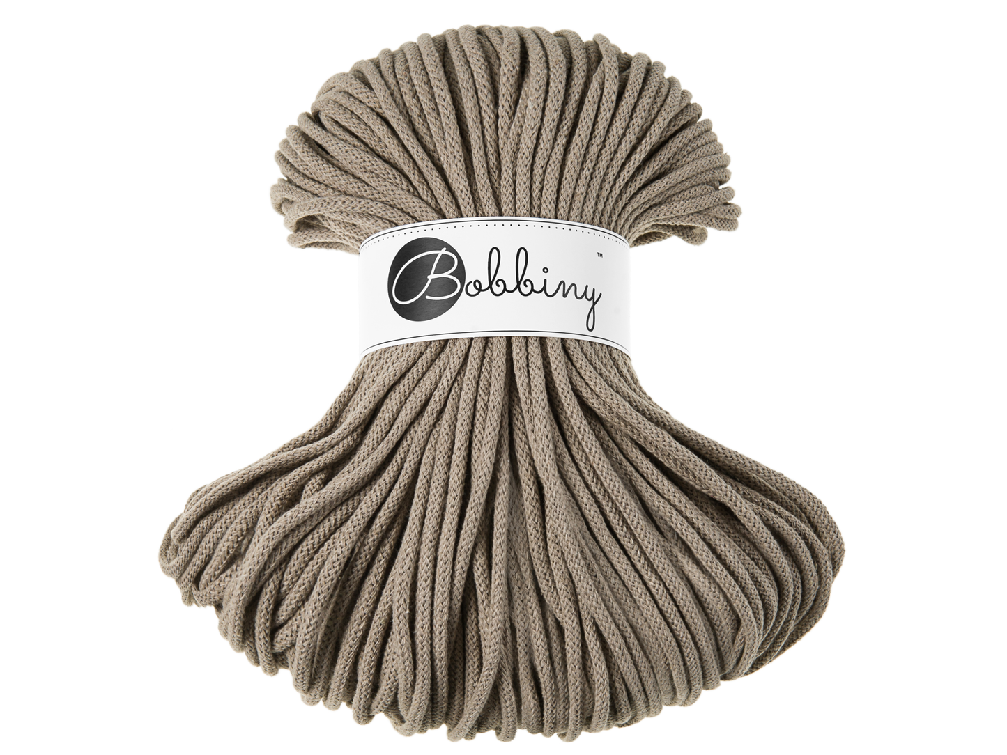 Bobbiny 5mm Braided Cotton Cord (100m/ 108yds) -- COFFEE -- Macrame & Crochet