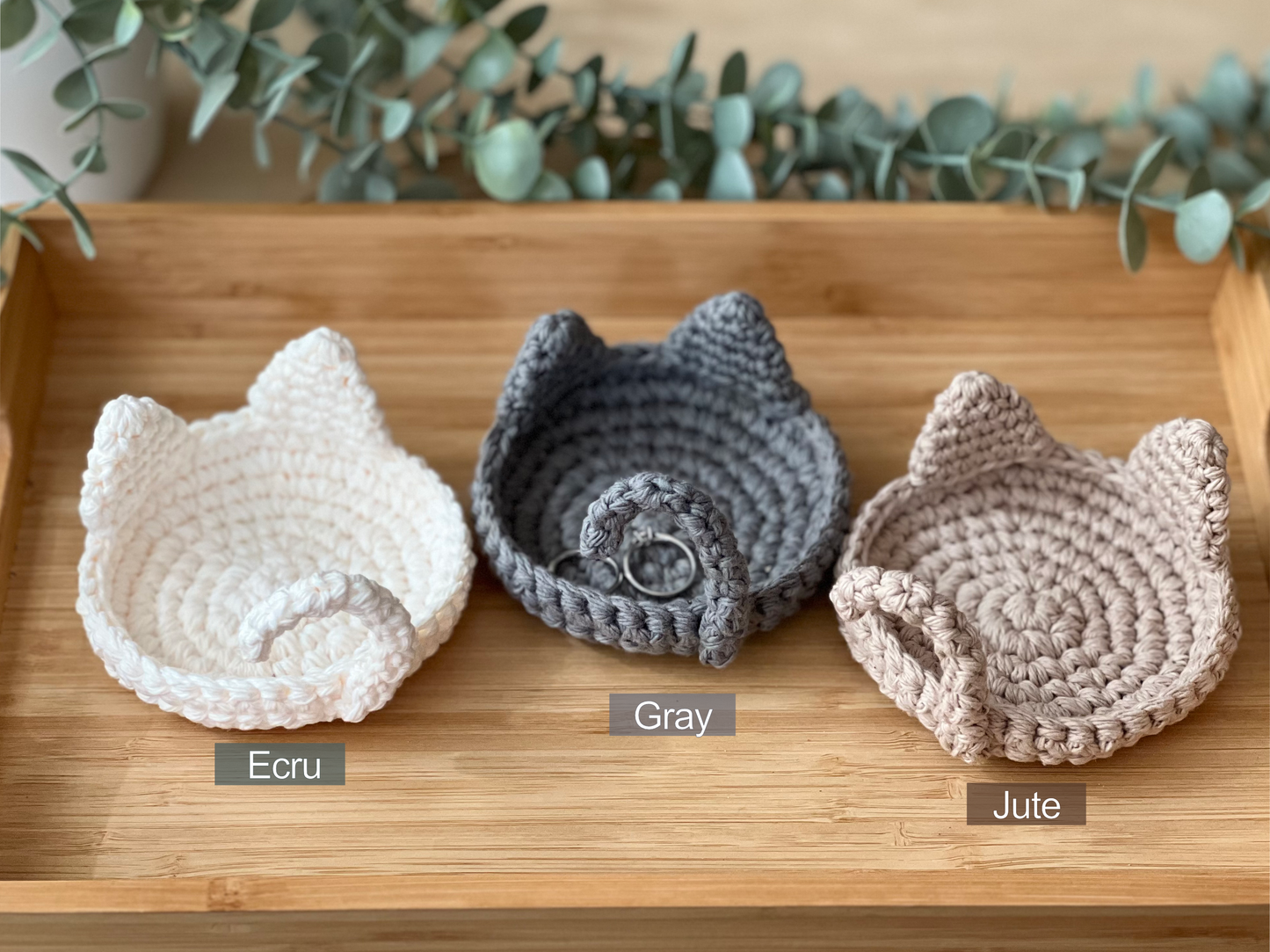 Hand-crocheted Cat Trinket Dish