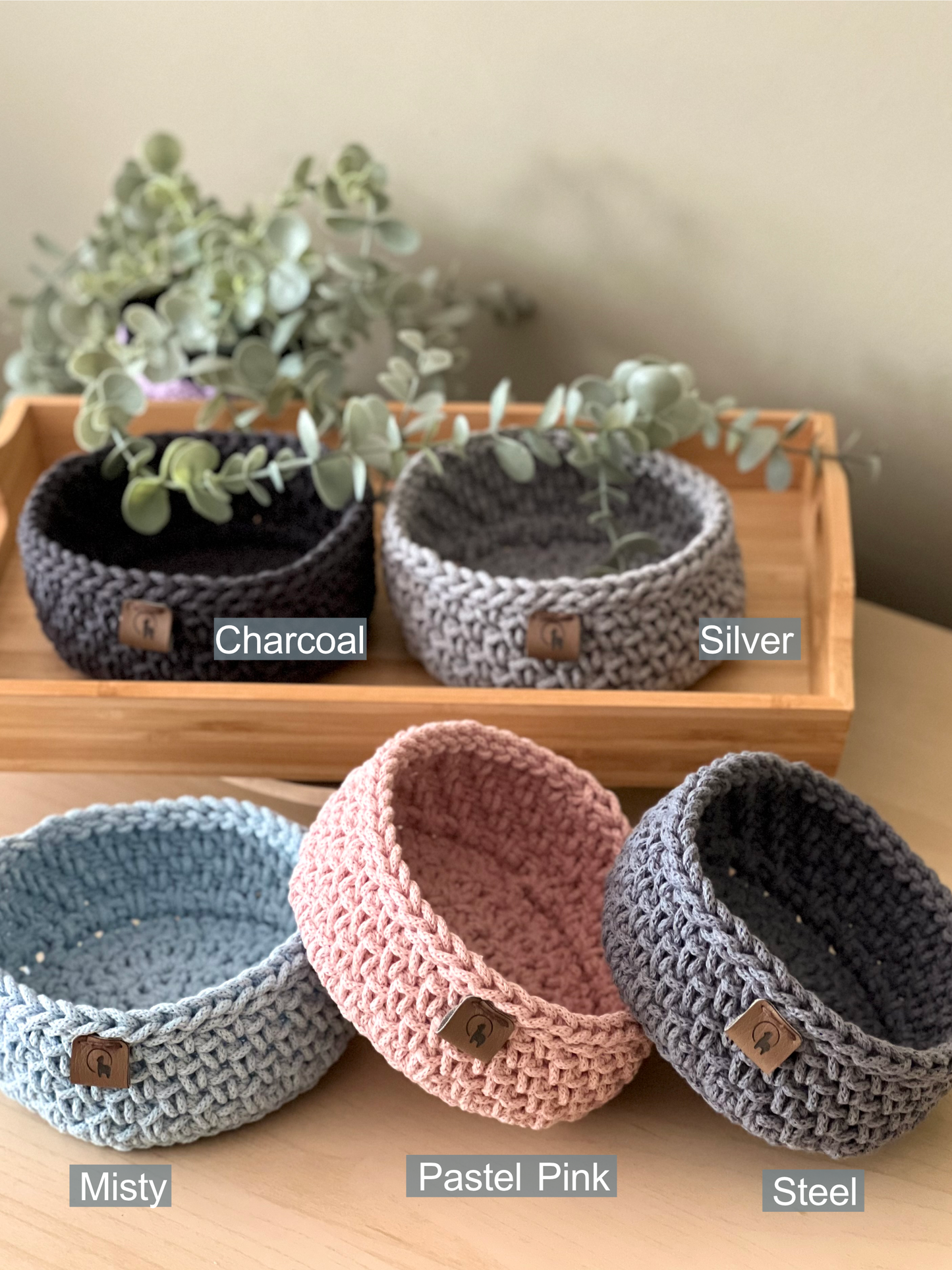 Minimalist Round Basket (5") - Hand-crocheted