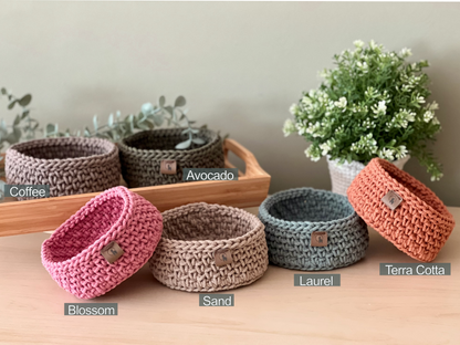 Minimalist Round Basket (5") - Hand-crocheted