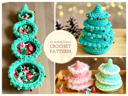 Stacking Christmas Tree Basket Crochet Pattern - Instant Download PDF