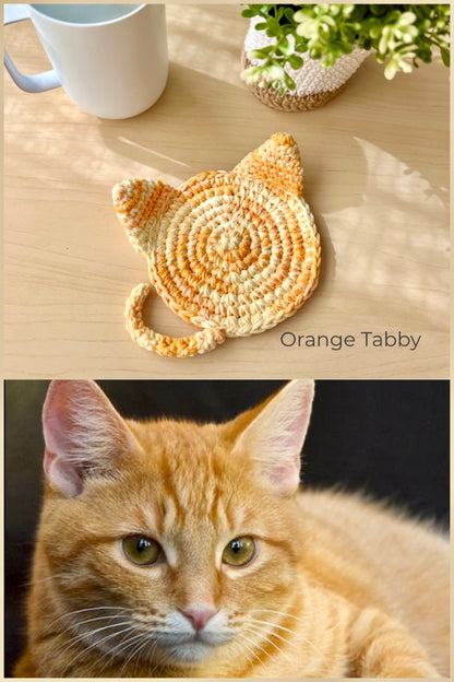 Hand-crocheted Ombre Cat Coasters - Set of 2