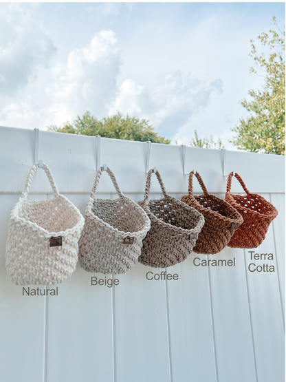 Hand-Crocheted Round Hanging Basket - Multipurpose Wall Organizer (Small / Large)