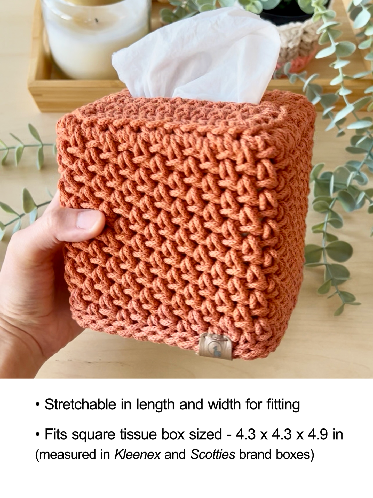 Crocheted Square Tissue Box Cover - Modern Cotton Boutique Box Sleeve