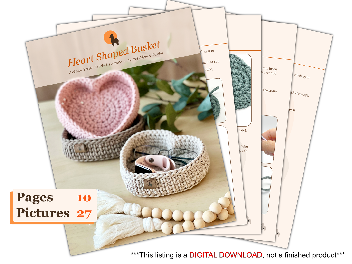 Heart Basket Crochet Pattern PDF + Video Tutorial