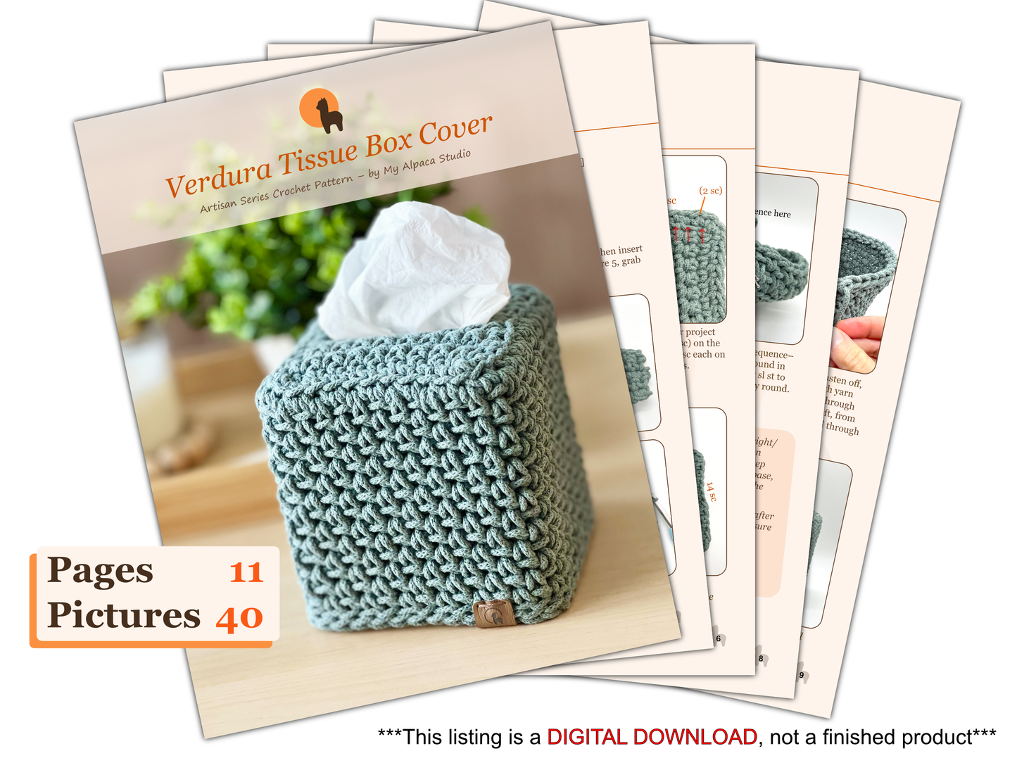 Square Tissue Box Cover Crochet Pattern PDF + Video Tutorial