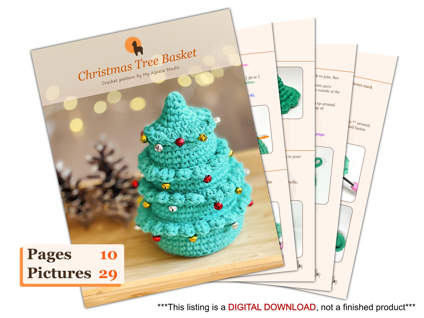 Stacking Christmas Tree Basket Crochet Pattern - Instant Download PDF