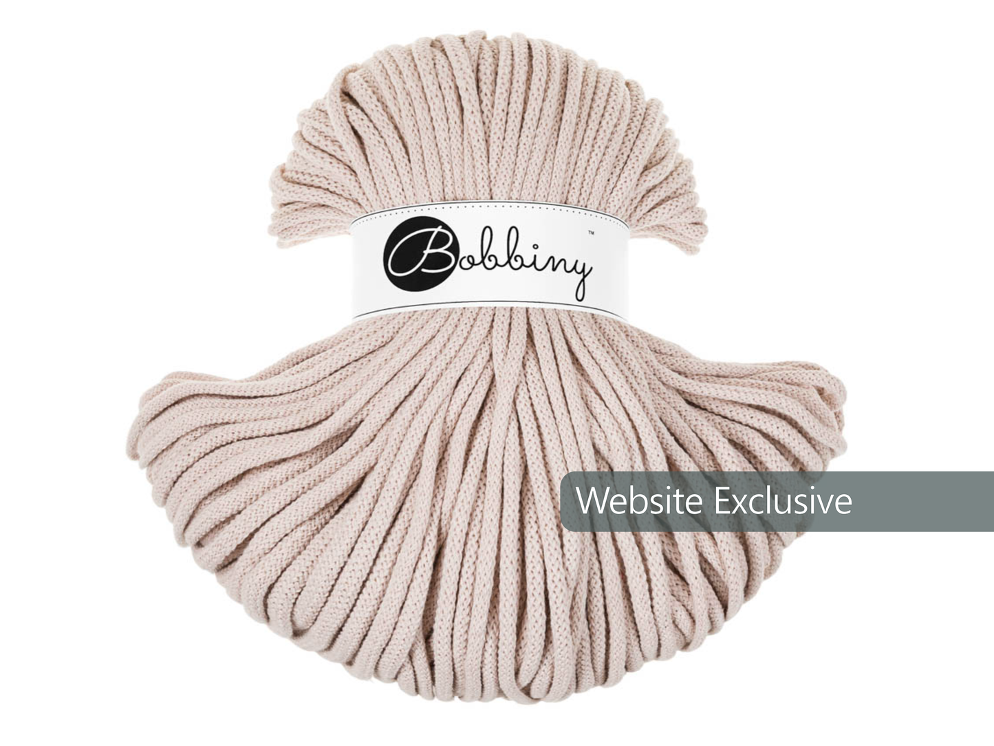 Bobbiny 5mm Braided Cotton Cord (100m/ 108yds) -- NUDE -- Macrame & Crochet