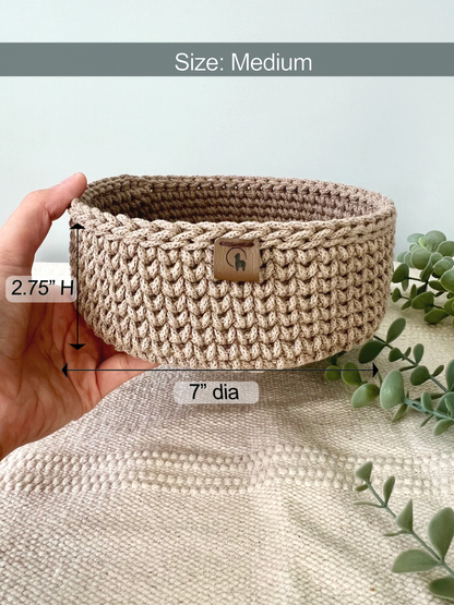 Round Nesting Basket in 3 sizes Crochet Pattern - Instant Download PDF