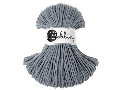 Bobbiny 3mm Braided Cotton Cord (100m/ 108yds) -- STEEL -- Macrame & Crochet