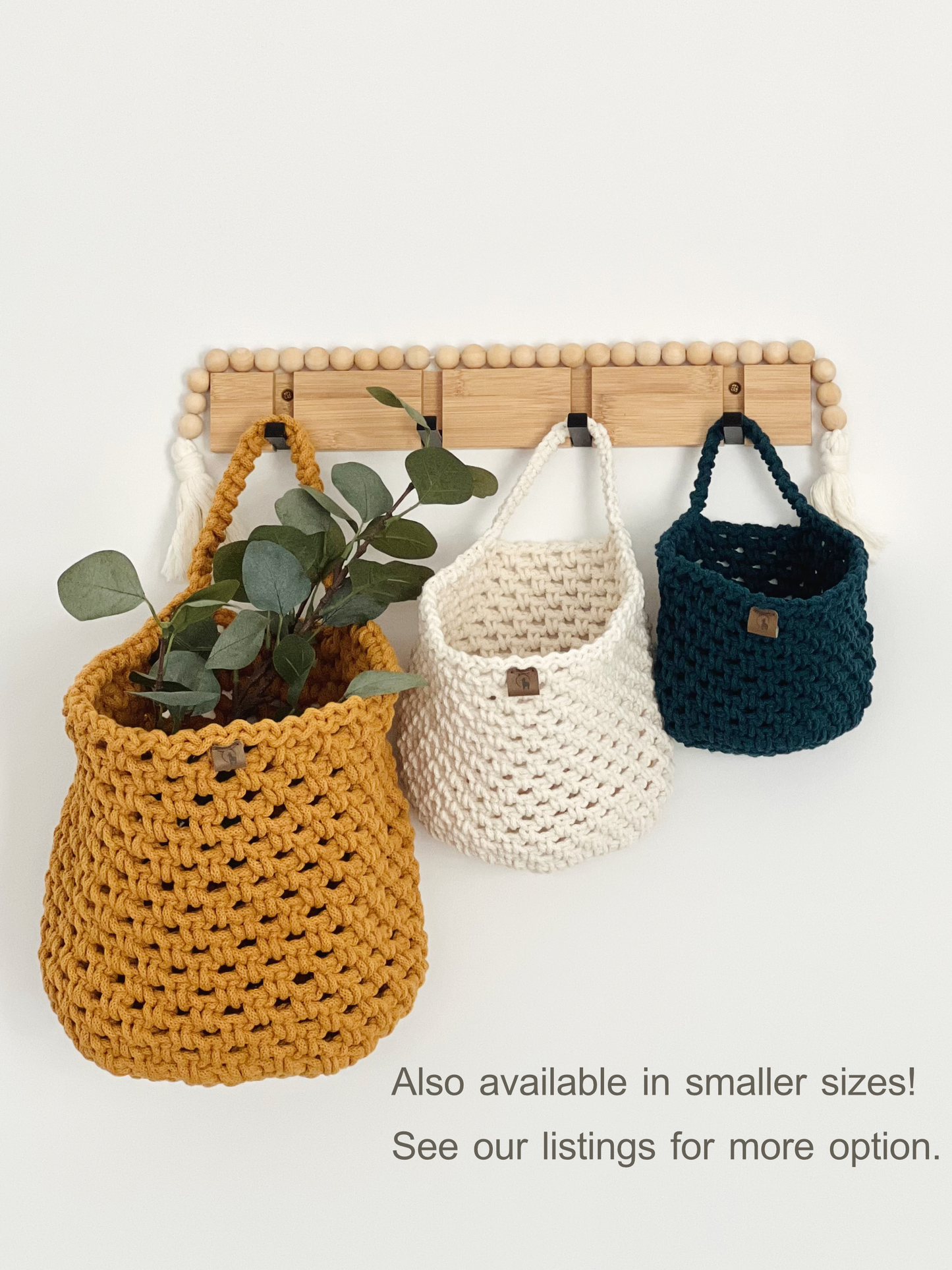 Crochet Cotton Hanging Basket - Heavy-Duty Wall Organizer & Storage Bin