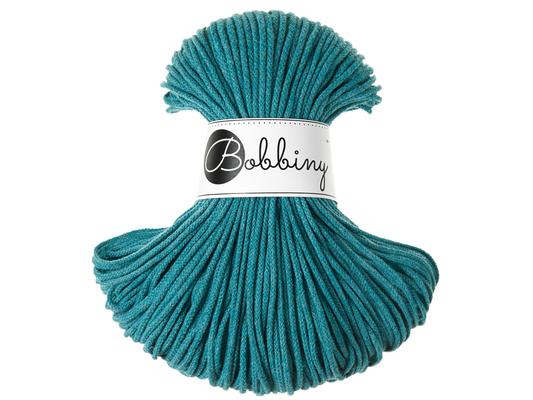 Bobbiny 3mm Braided Cotton Cord (100m/ 108yds) -- TEAL -- Macrame & Crochet