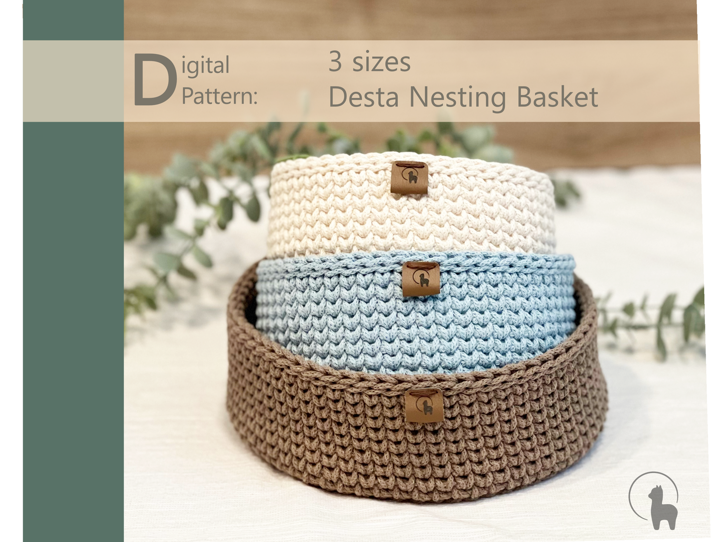 Round Nesting Basket in 3 sizes Crochet Pattern - Instant Download PDF