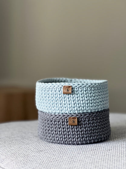 Round Nesting Basket in 3 sizes Crochet Pattern - Instant Download PDF
