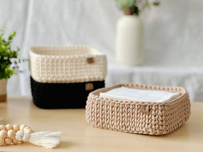 Matta Square Basket in 2 sizes (6" &  8") Crochet Pattern - Instant Download PDF + VIDEO