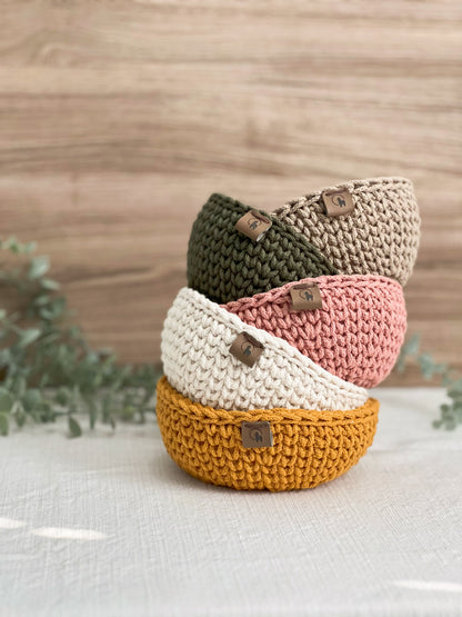 6" Flared Crochet Catchall - Cotton Trinket Bowl & Entryway Key Tray