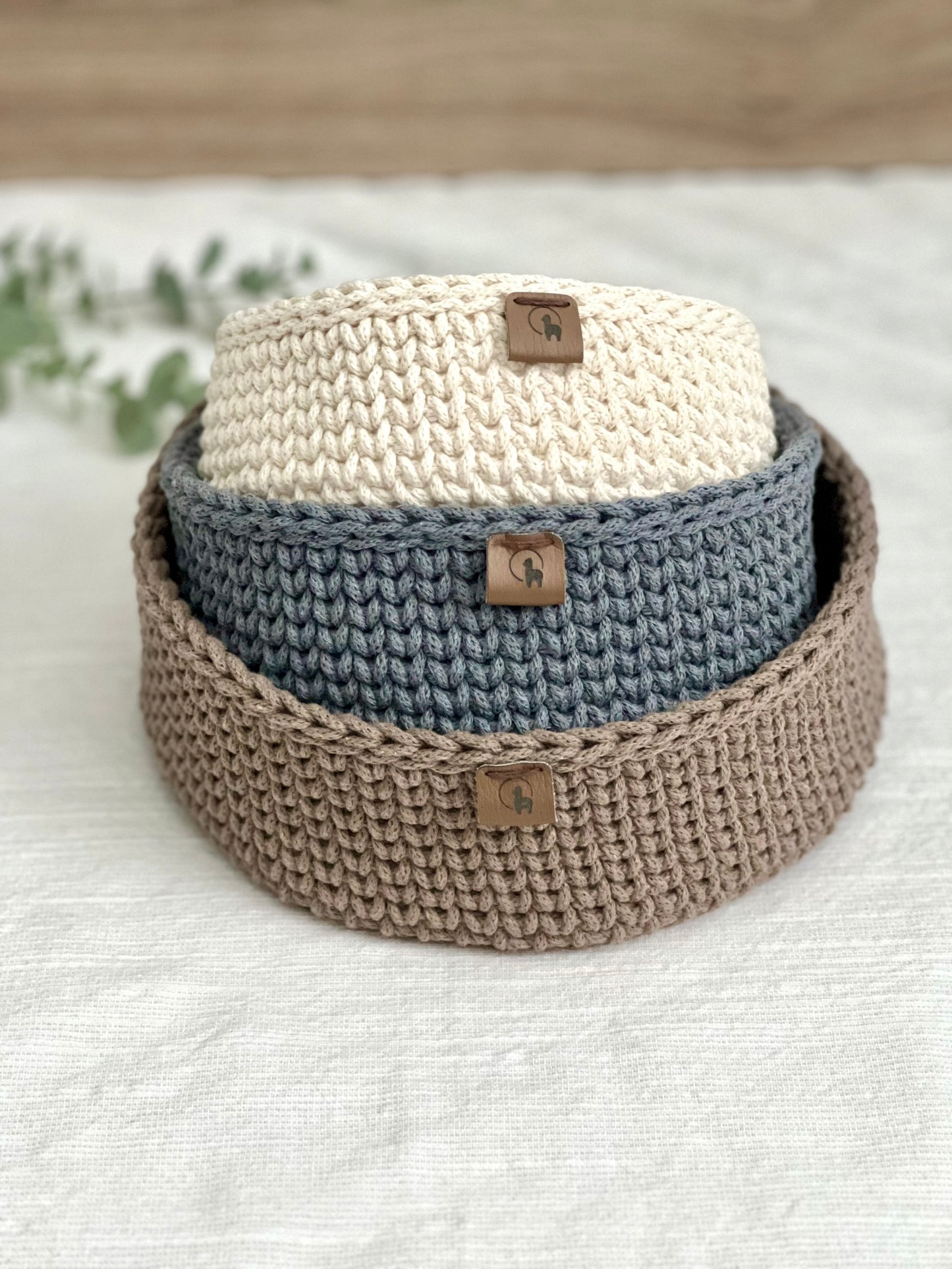 Round Nesting Basket in 3 sizes Crochet Pattern - Instant Download PDF