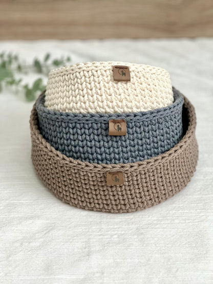 Round Nesting Basket in 3 sizes Crochet Pattern - Instant Download PDF