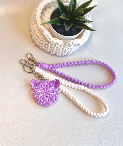 Cat Keychain Wristlet Crochet Pattern - Instant Download PDF