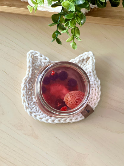 Cat in Basket Coaster Set Crochet Pattern + Video Tutorial - Instant Download PDF
