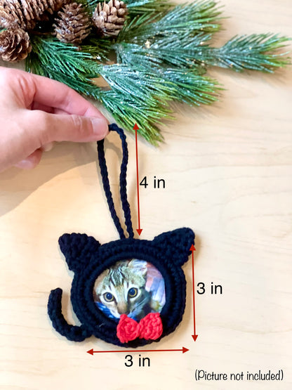 Cat Photo Frame Ornament Crochet Pattern - Instant Download PDF