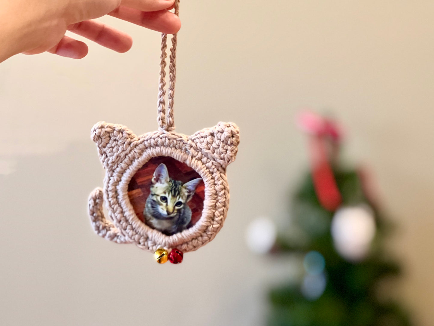 Cat Photo Frame Ornament Crochet Pattern - Instant Download PDF