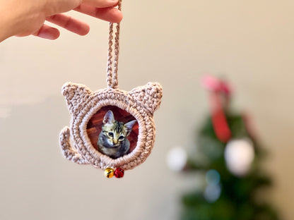 Cat Photo Frame Ornament Crochet Pattern - Instant Download PDF