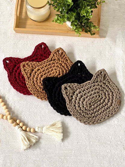 Cat Hot Pad in 2 sizes Crochet Pattern - Instant Download PDF