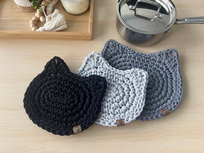 Cat Hot Pad in 2 sizes Crochet Pattern - Instant Download PDF