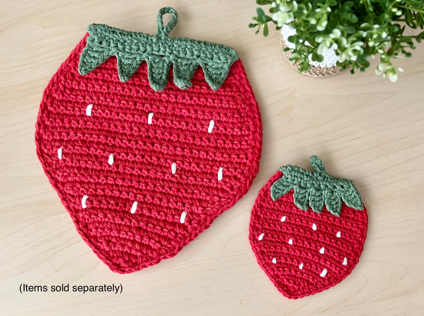 Strawberry Pot Holder Crochet Pattern - Instant Download PDF