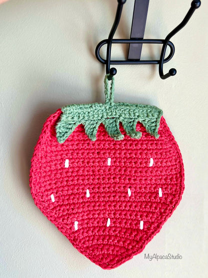 Strawberry Pot Holder Crochet Pattern - Instant Download PDF
