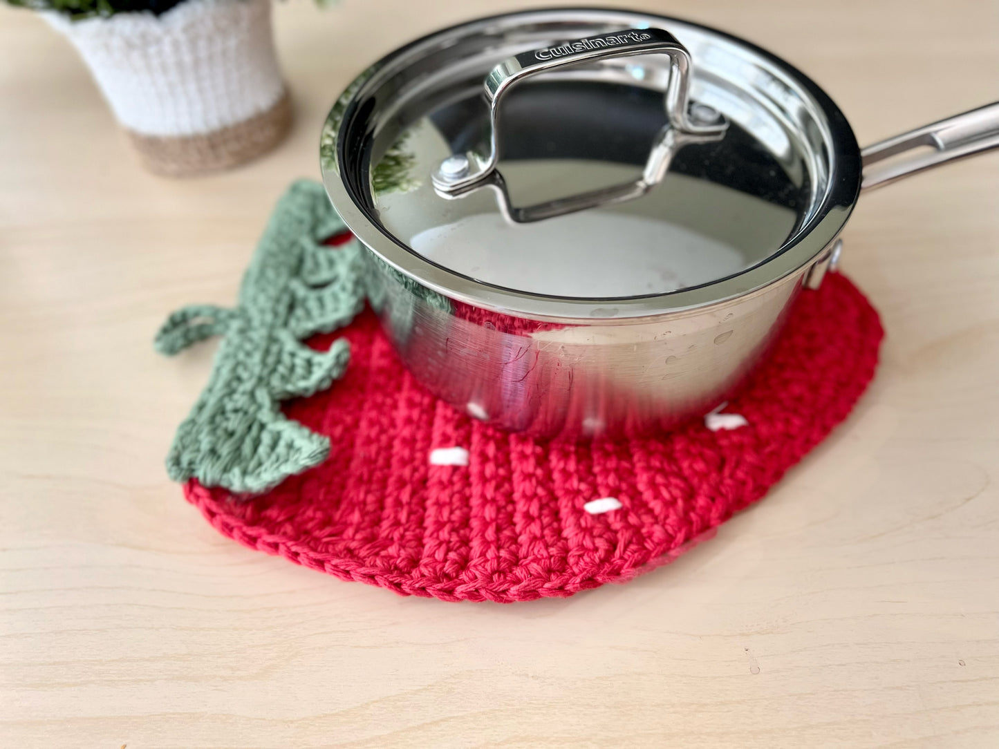 Strawberry Pot Holder Crochet Pattern - Instant Download PDF