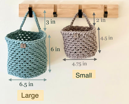 Hand-Crocheted Round Hanging Basket - Multipurpose Wall Organizer (Small / Large)