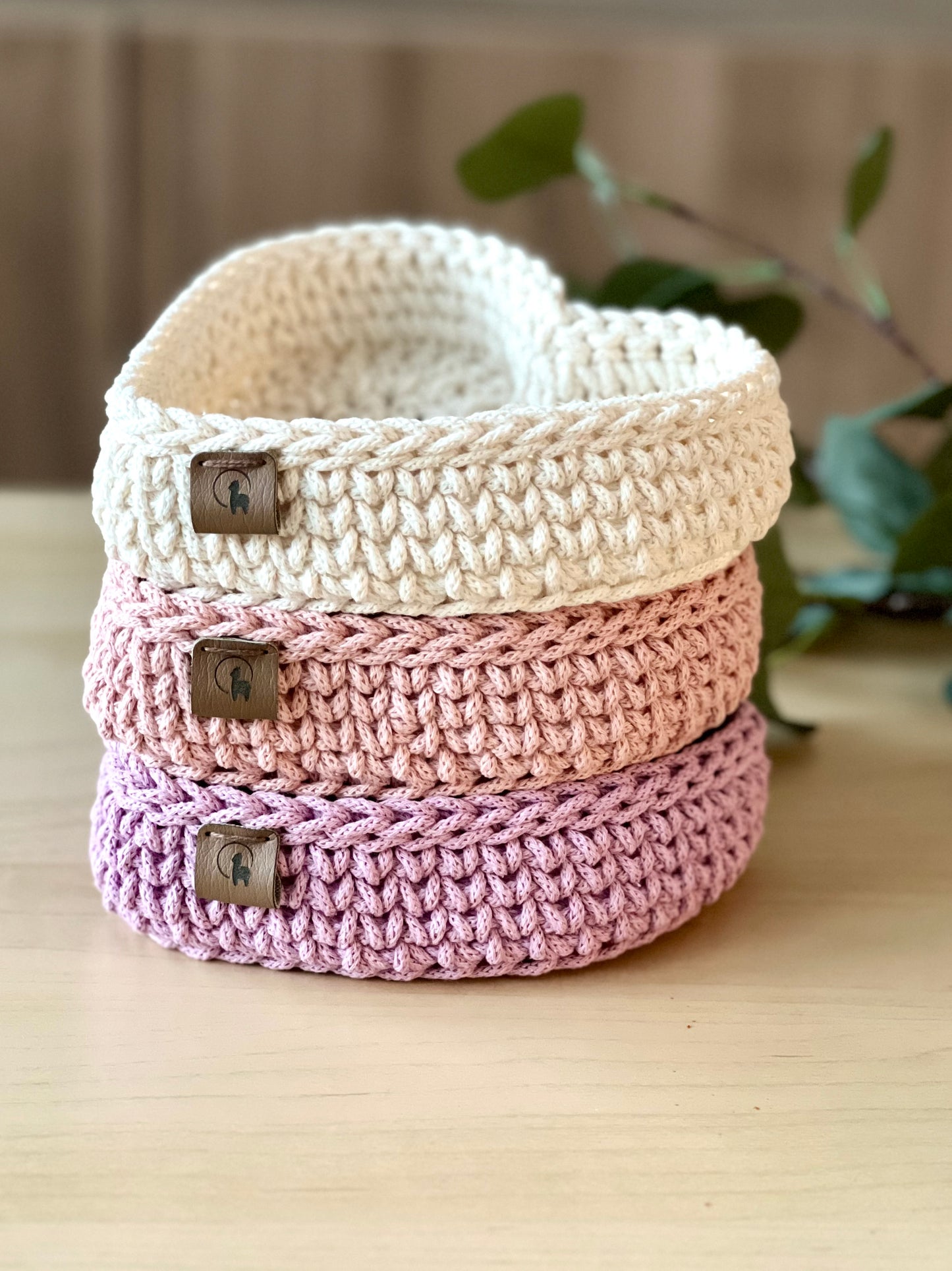 Heart Shaped Cotton Storage Basket - Hand-Crocheted