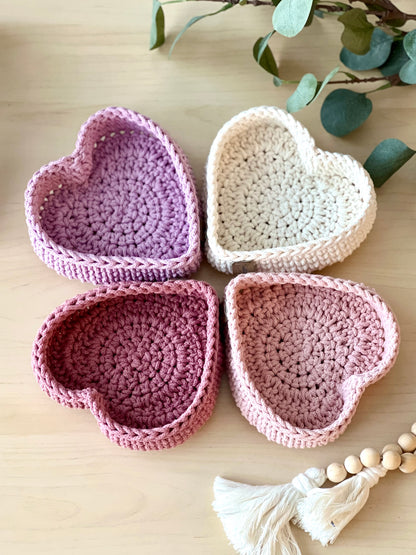 Heart Basket Crochet Pattern PDF + Video Tutorial