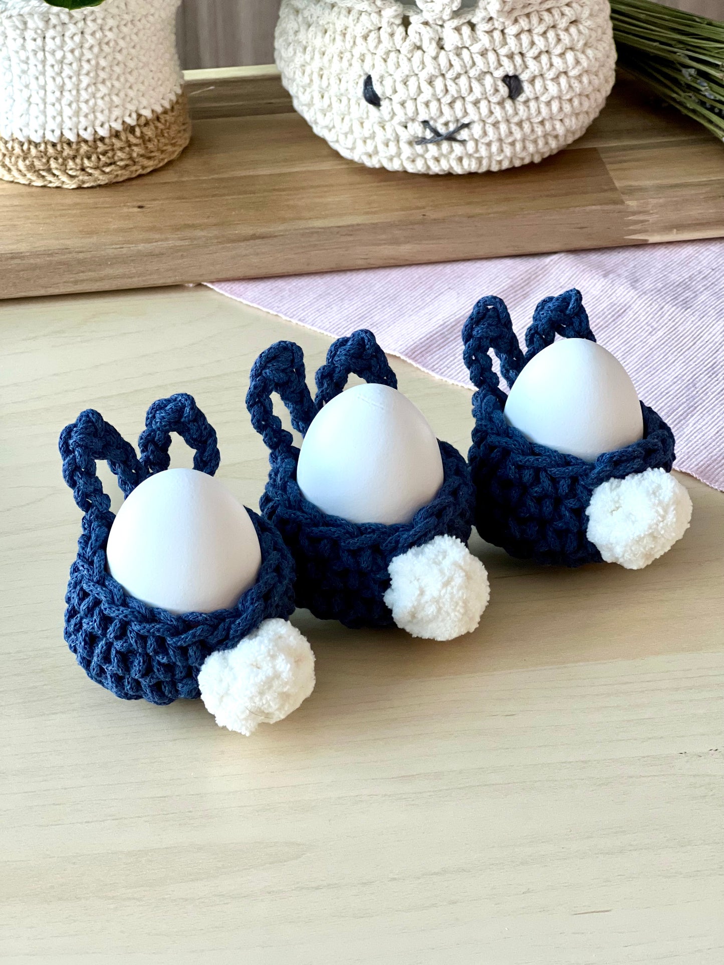 Bunny Easter Egg Holder- Set of 3, Hand-crocheted