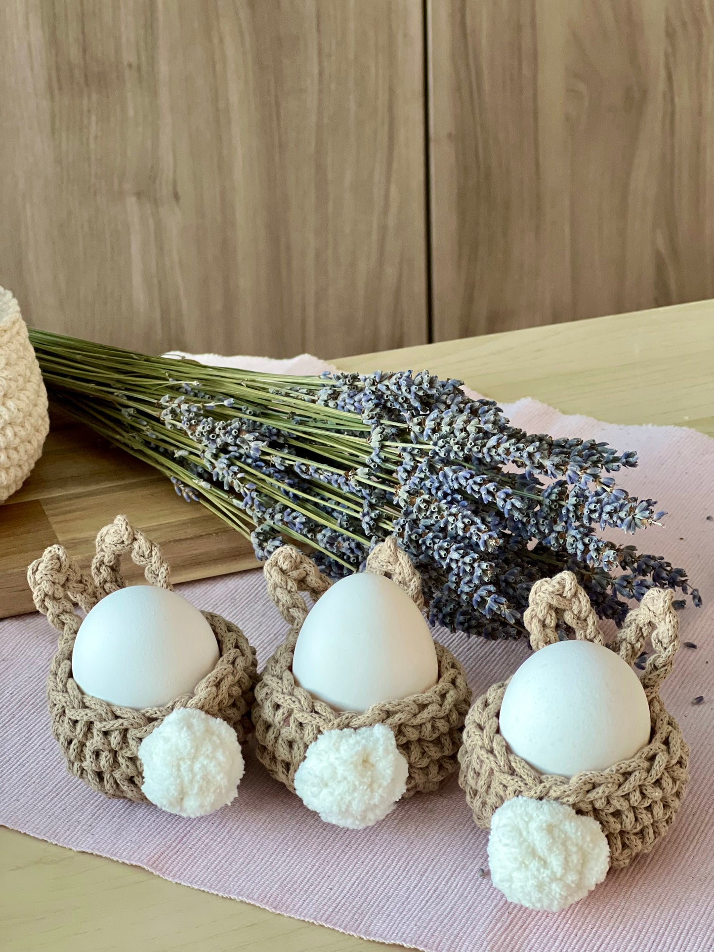 Bunny Easter Egg Holder- Set of 3, Hand-crocheted