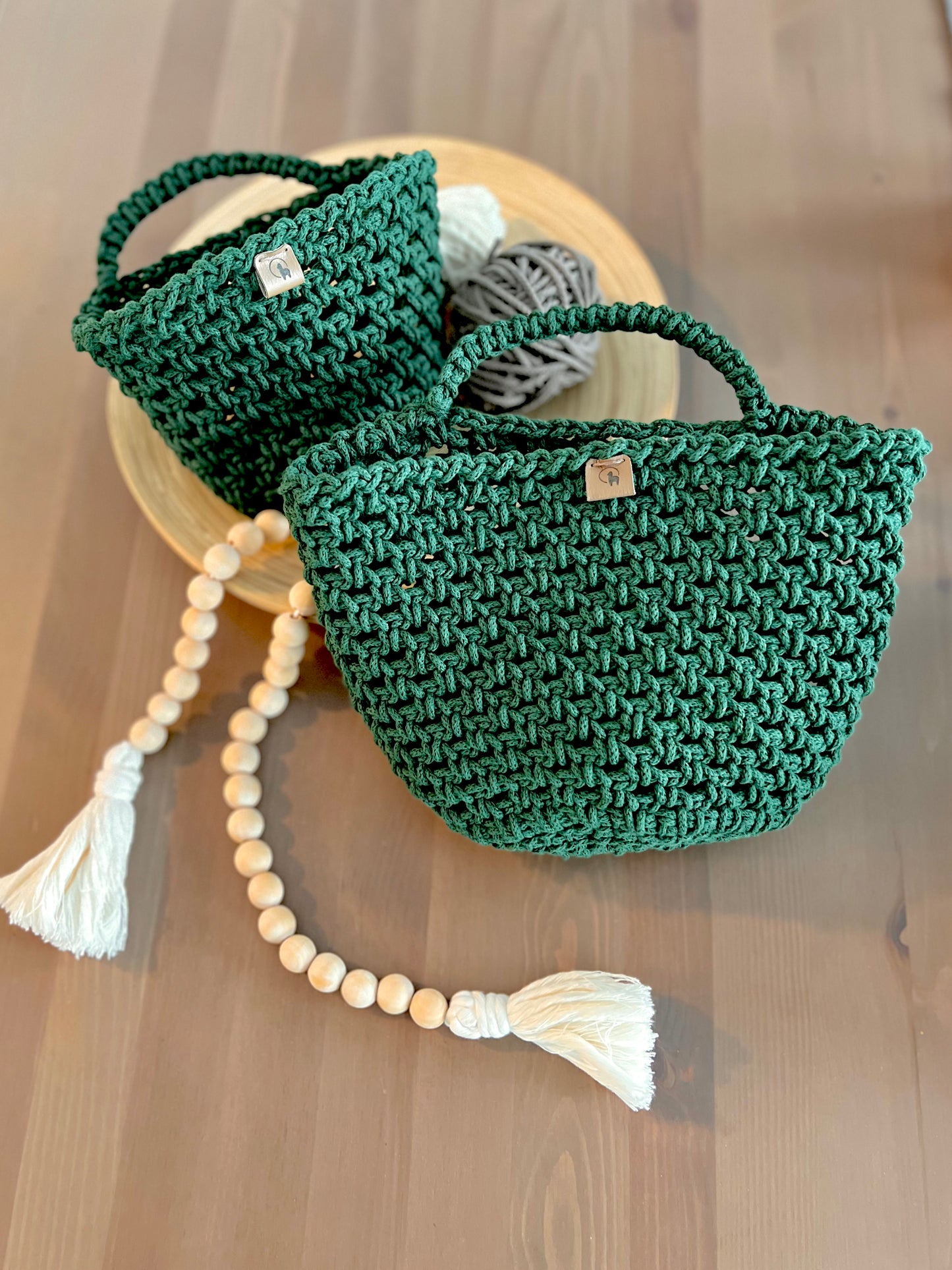 Hand-Crocheted Round Hanging Basket - Multipurpose Wall Organizer (Small / Large)