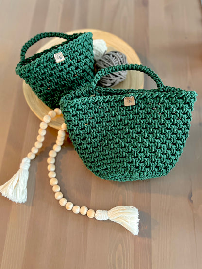 Hand-Crocheted Round Hanging Basket - Multipurpose Wall Organizer (Small / Large)